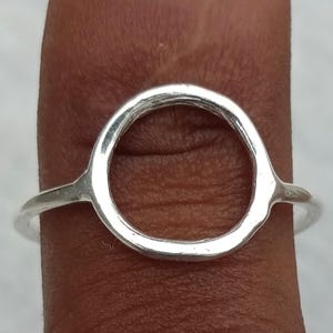 Minimalist Sterling Silver Open Circle Ring, Heart Ring Silver, Heart Ring Simple, Silver Ring, Handmade Jewelry Gift for Her gift for men,