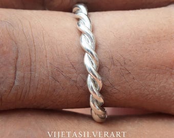 Handmade Twisted Sterling Silver Rope Ring, Minimalist Stackable Band, Unisex Jewelry