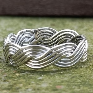 925 starling Silver Ring, Unisex Silver Ring, Stacking Ring, Twisted Ring Braided Ring, Woven Ring, Rustic Silver Braid Ring