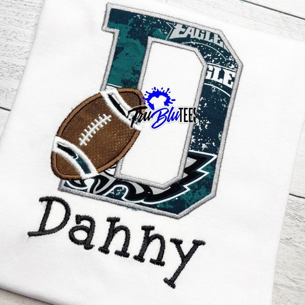 Super Bowl Philly Football w/ Initial Shirt for Kids | Daddy's Football Buddy | Kids Football Shirt | Eagles Football Fan