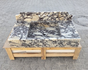 Custom Size Hand Carved Calacatta Viola Marble Sink, Luxury Marble Bathroom Basin