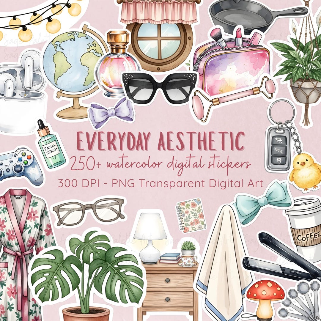 Life Style Sticker Watercolor Lifestyle Stickers | 250+ PNG Clipart (digital Download) - Etsy