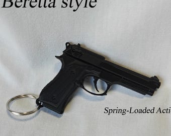 Portachiavi a forma di mini pistola - a molla / stile M9