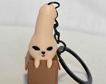 Portachiavi Chainsmoker Cat / Yani Neko Penis - Portachiavi anime originale stampato in 3D - A colori