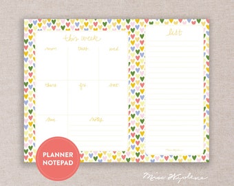 To Do List Notepad | Desk Weekly Planner | Katherine Hearts Illustrated Folk Patterns