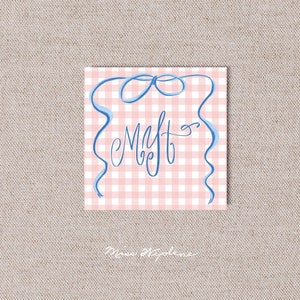 Gift Enclosure Cards, Customized Calling Cards and Monogram, Gingham, Personalized
