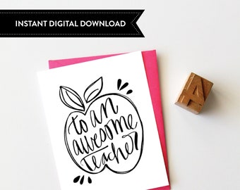 Printable Teacher Card, End of the Year Cards for Teachers, Printable Card for Teacher, Thank ...