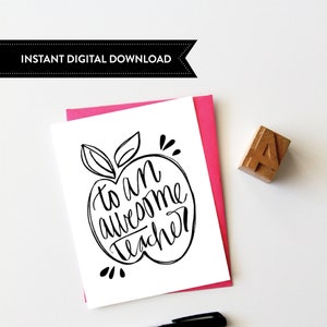 Tarjeta de agradecimiento para el maestro, regalo de fin de año para el maestro, imprimible, descarga digital instantánea