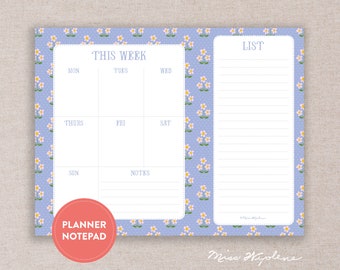 To Do List Notepad | Desk Weekly Planner | Illustrated Folk Patterns Ditsy Floral Sally Anne Golden