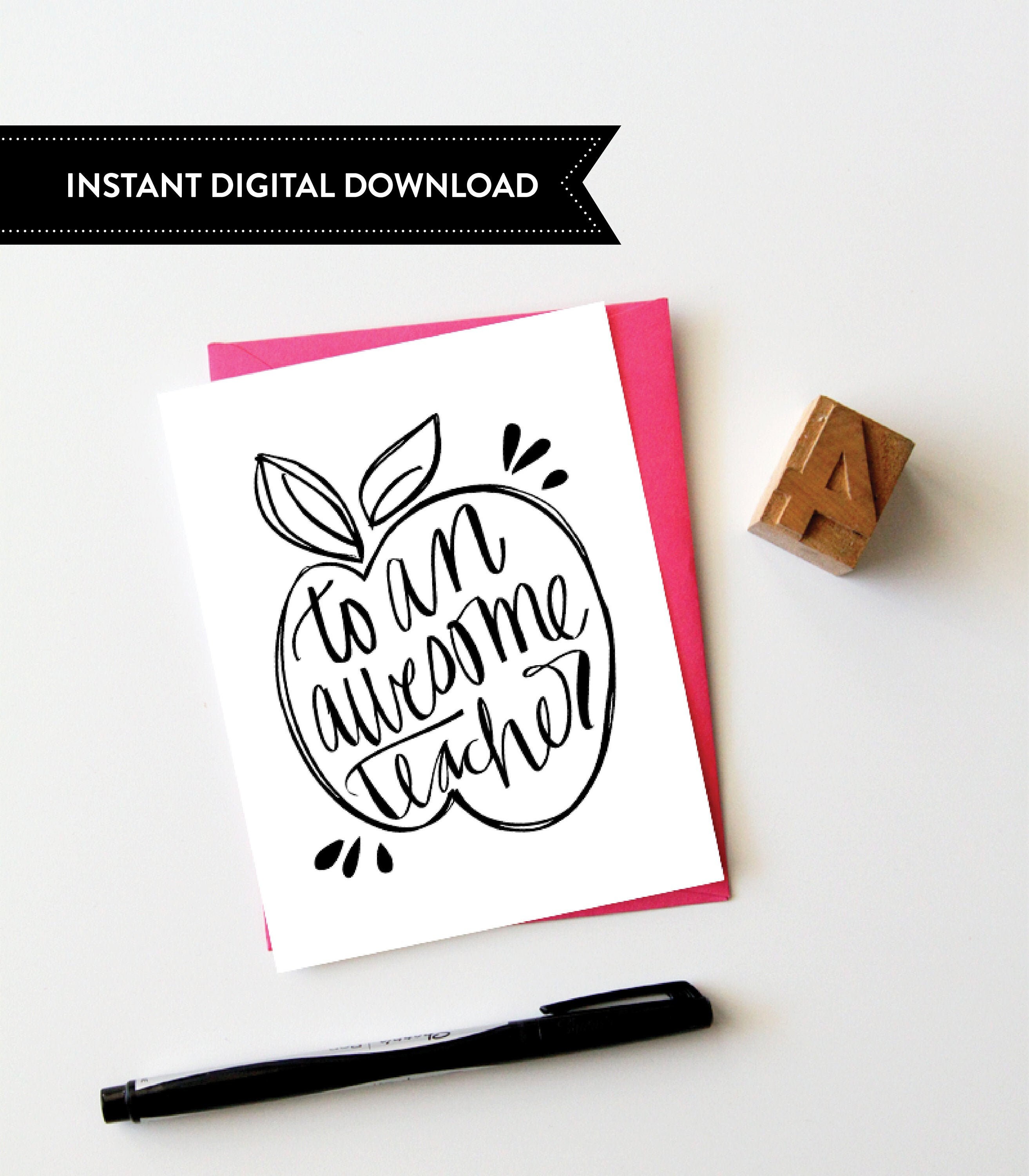 Thank You Teacher Card Teacher Gifts Year End Printable Etsy Canada