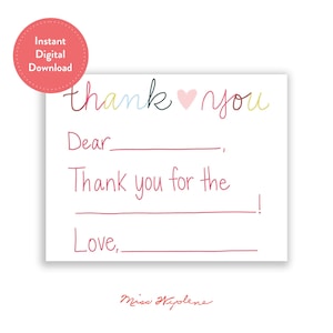 Urlaub Danke-Karte für Kinder | Printable Danke Ausfüllen | Sofort Download