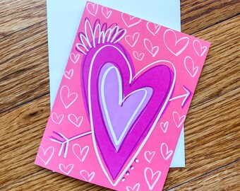 Happy Valentines Day Card, Valentines Day Card, Heart Card 5" x 7" size