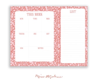 Weekly Planner Notepad, To Do List Notepad, Weekly To Do List, Weekly Meal Planner, Undated Weekly Planner