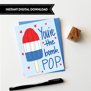Biglietto d'auguri per la festa del papà stampabile, download digitale, biglietto d'auguri divertente per la festa del papà