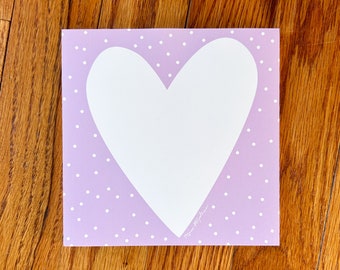 Heart Notepad | Purple Heart | Square Notepad | 5.5" x 5.5"
