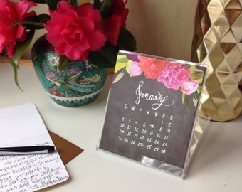 2024 Desktop Calendar with Stand, Floral Calendar, Quick Shipping