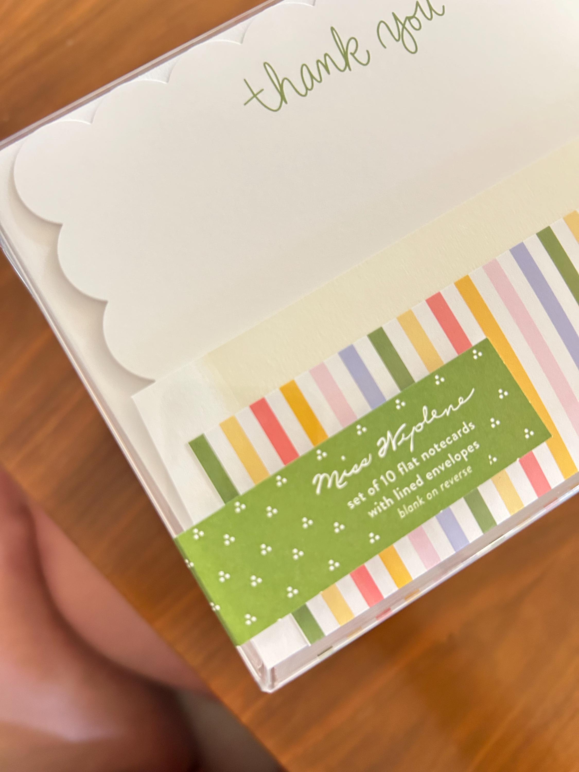 Scalloped Thank You Note Cards: Stationery Set With Lined Envelopes - Etsy