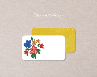 Package Insert Gift Tag Cards | Set of 50 | Folk Floral Marge