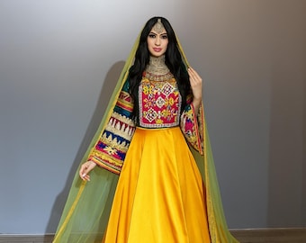 Kuchi Embroidered Afghan Dress: Traditional Attan Wedding Outfit