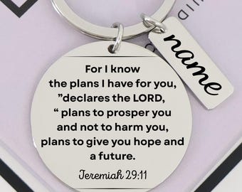 Engraved Inspirational Quote Keychain: Stainless Steel, Optional Name Charm