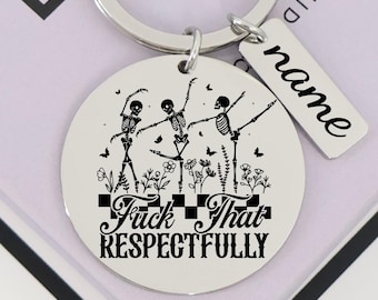 Personalized Skeleton Keychain: Engraved Stainless Steel, Optional Name Charm