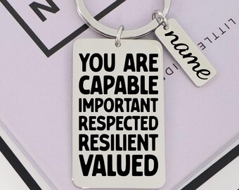 Personalized Engraved Encouragement Keychain: Stainless Steel Affirmation Gift