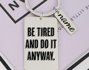 Personalized Engraved Stainless Steel Keychain: Hustler Gift with Optional Name Charm