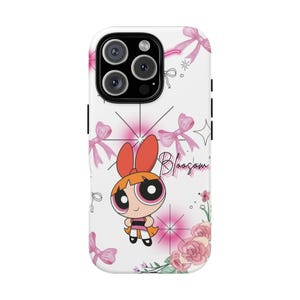 Phone Case - Blossom Powerpuff Girls, Cute Cartoon Character Tough Case, Protective Cover, Gift for Her, Floral Design