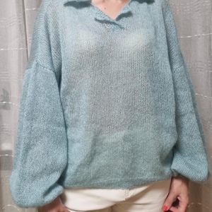 Handgefertigter Mohair & Seide Pullover - weich und übergroß