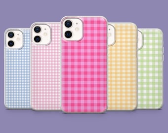 Custodia per telefono a quadri, cover colorata per iPhone 17, 16, 15, 14, 13, Samsung S25, S24FE, S23, A16, A56, Pixel 10 Pro, 9A