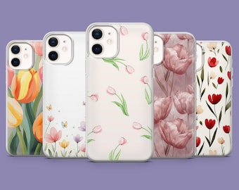Tulips Floral Phone Case, Elegant Spring Design