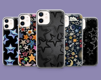 Cover per telefono con motivo stelle cosmiche in gel TPU trasparente