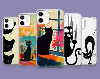 Divertente custodia per telefono con gatto nero, sottile e protettiva.