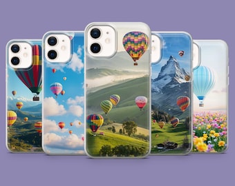 Custodia per telefono con mongolfiera, cover volante per iPhone 17, 16 Pro, 15, 14, 13, 12, Samsung S25, S24, S23, S22, A16, A56, Pixel 10, 9
