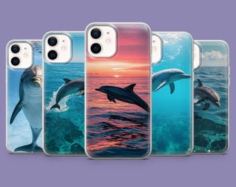 Custodia per telefono con delfino, cover con animale marino per iPhone 17, 16 Pro, 15, 14, 13, 12, Samsung S25, S24, S23, S22, A16, A56, Pixel 10, 9