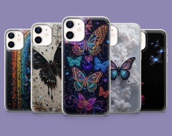 Kleurrijke vlinder telefoonhoesje, Rainbow Insect Cover voor iPhone 17, 16, 15, 14, 13, Samsung S25, S24FE, S23, A16, A56, Pixel 10 Pro, 9A