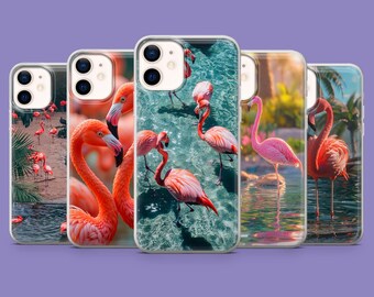 Cover per telefono con fenicottero per iPhone 17, 16, 15, 14, 13, Samsung S25, S24FE, S23, A16, A56, Pixel 10 Pro, 9A