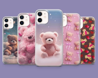 Plush Teddy Bear Phone Case, Protective TPU Gel Cover