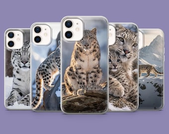 Custodia per telefono con stampa leopardo delle nevi, arte di animali selvatici, gel TPU protettivo