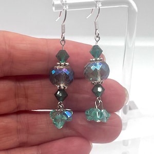 Gorgeous Handmade Teal & Turquoise Czech Glass Beaded Earrings / Dangle Earrings