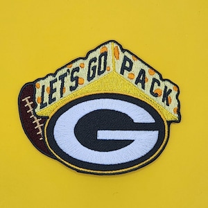 Let&#39;s Go Pack Football Cheesehead Embroidered Iron-on Patch- Read Description
