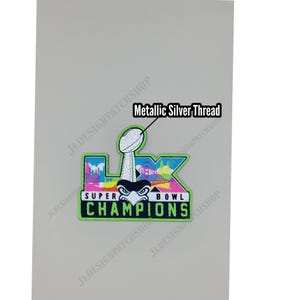 Seattle Football Champions Woven Metallic Silver Patch Iron-On PLEASE READ DESCRIPTION