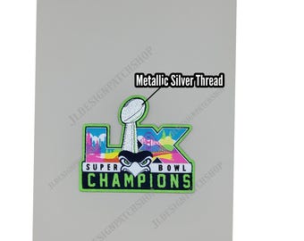 Seattle Football Champions Woven Metallic Silver Patch Iron-On PLEASE READ DESCRIPTION