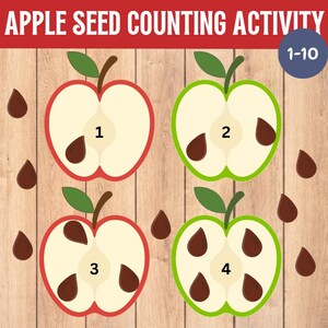 Apple Seeds Counting Game: Montessori Numbers Learning (printable PDF ...