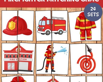 Firefighter Matching Game – Printable Learning Activity for Kids (PDF + JPG)