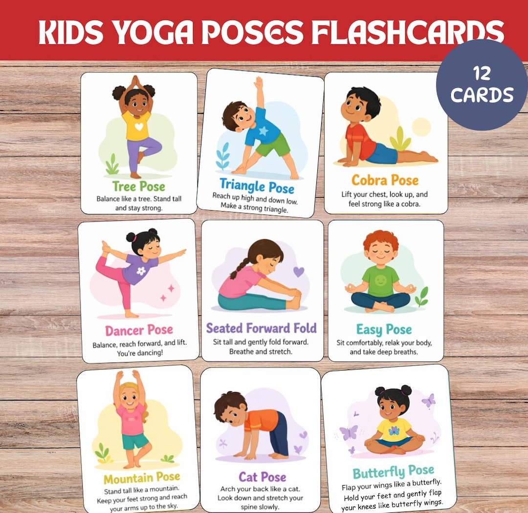 Kids Yoga Poses Flashcards, Movement Activity, Printable Exercise Cards ...