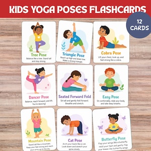 Kids Yoga Poses Flashcards, Movement Activity, Printable Exercise Cards (Digital Download)