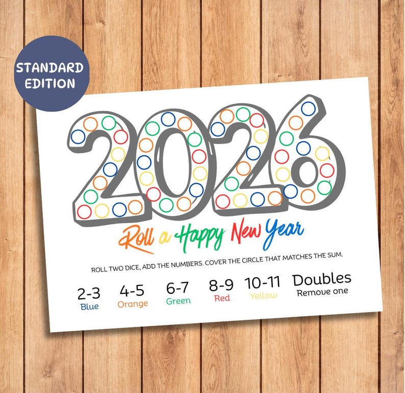 New year printable games, new year family games, New year party games, montessori material