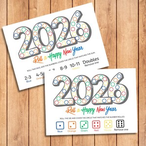 New year roll a dice game, New year dice game for kids, Indoor printable games for kids