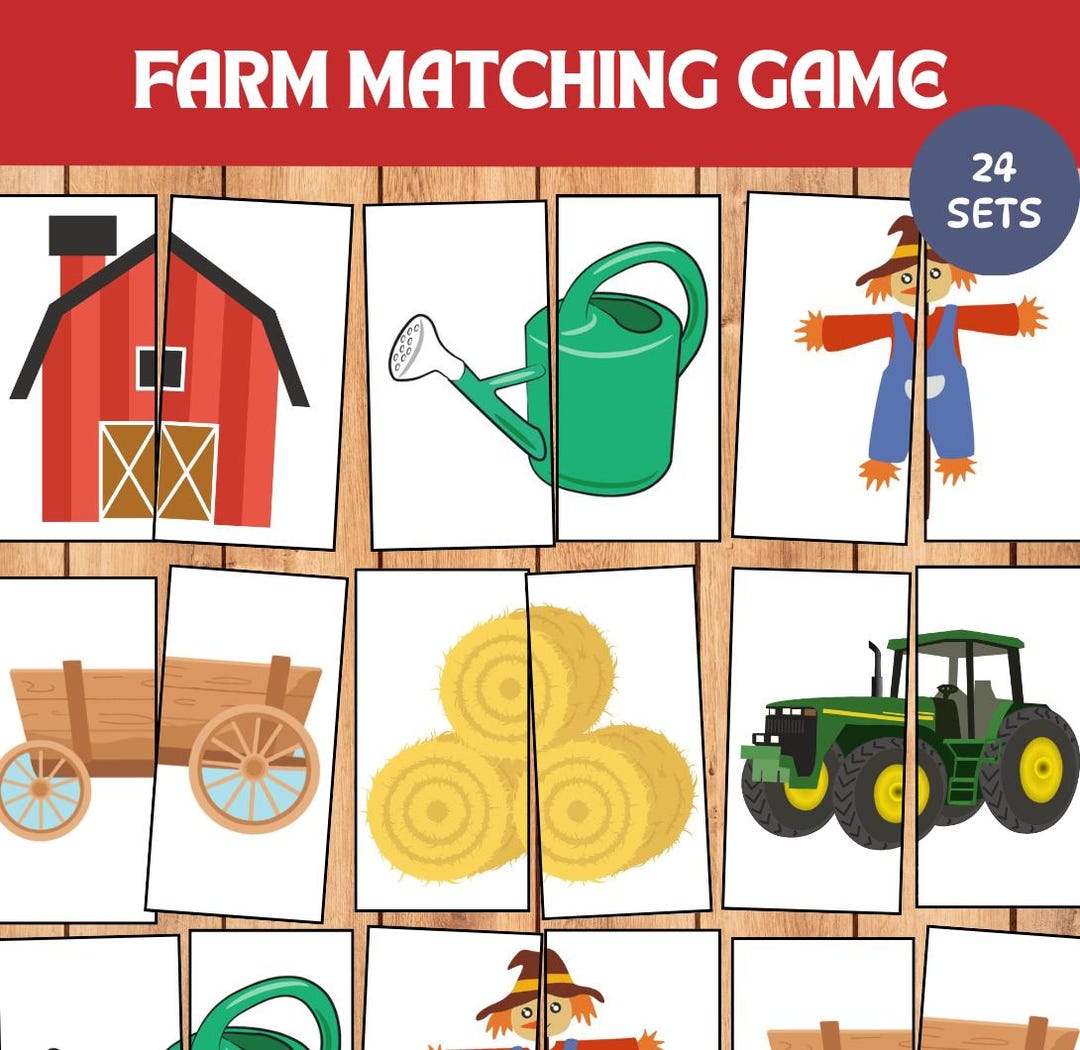 Farm Matching Game, Montessori Symmetry Puzzle (printable) - Etsy
